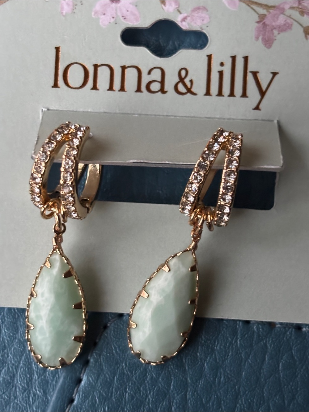 lonna & lilly Rose Gold and Mint Teardrop Dangle Earrings